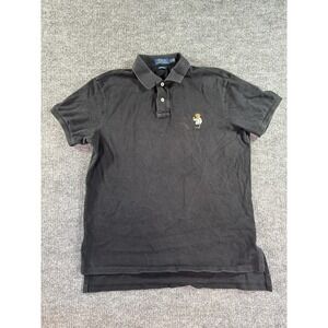 Polo Ralph Lauren Polo Shirt Mens Large Black Custom Fit Embroidered Polo Bear